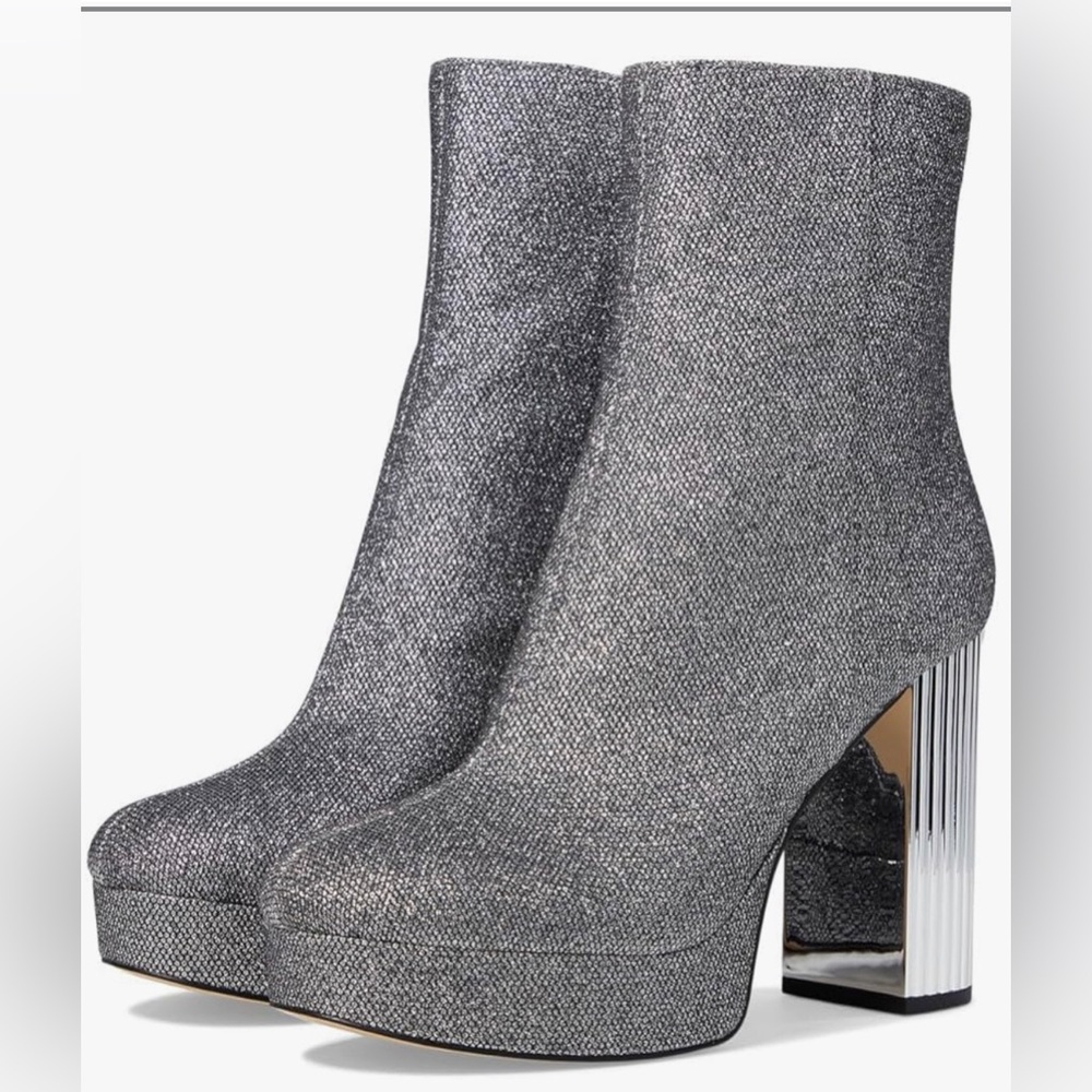Michael Kors Porter silver Platform ankle‎ boots Bootie size 10 brand new